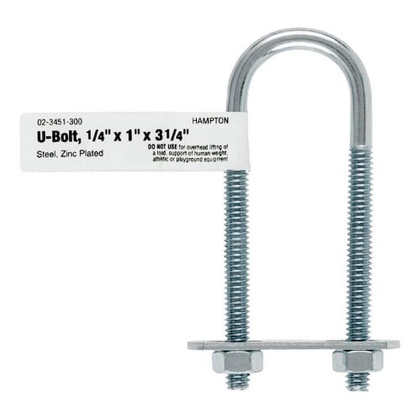 Homepage 02-3451-300 U-Bolt Zince 0.25 x 1 x 3.25 in., 10PK HO153318 - main